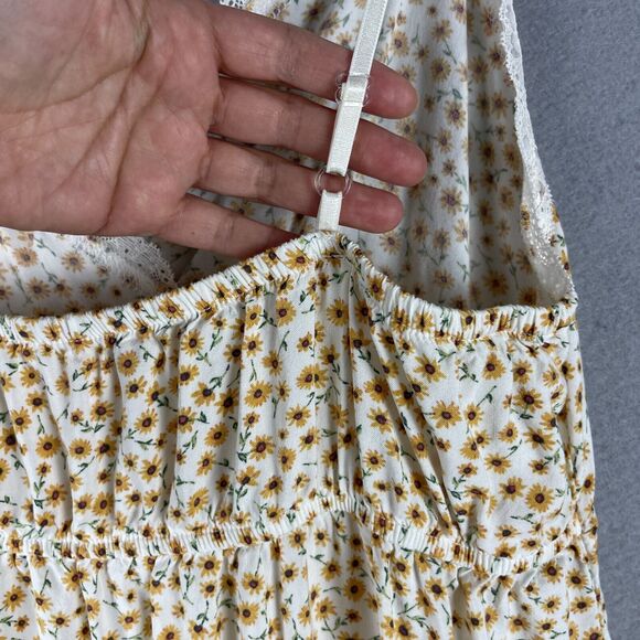 VTG 90s Y2K Babydoll Floral Maxi Dress Women XL Strappy Lace Trim Slip Fairycore - Picture 11 of 14